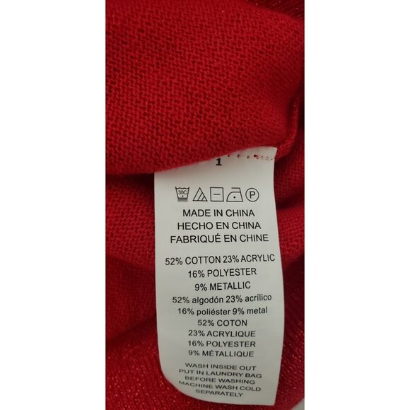NWT MICHAEL MICHAEL KORS SPARKLY RED MOCK NECK LATTICE DETAIL SLEEVE SWEATER... - Picture 8 of 8